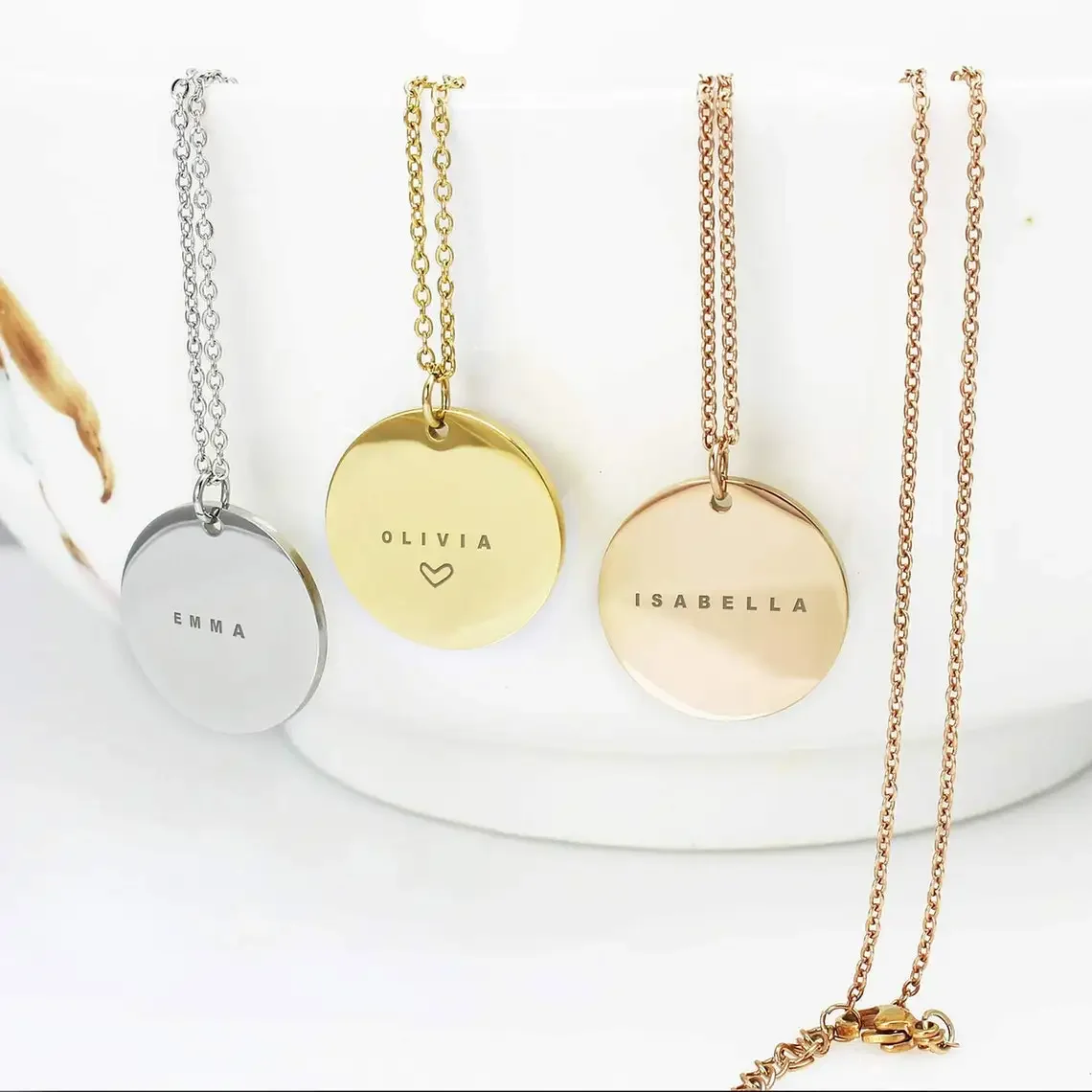Birth Flower Necklace - Op maat gegraveerde namen Datum roestvrijstalen
