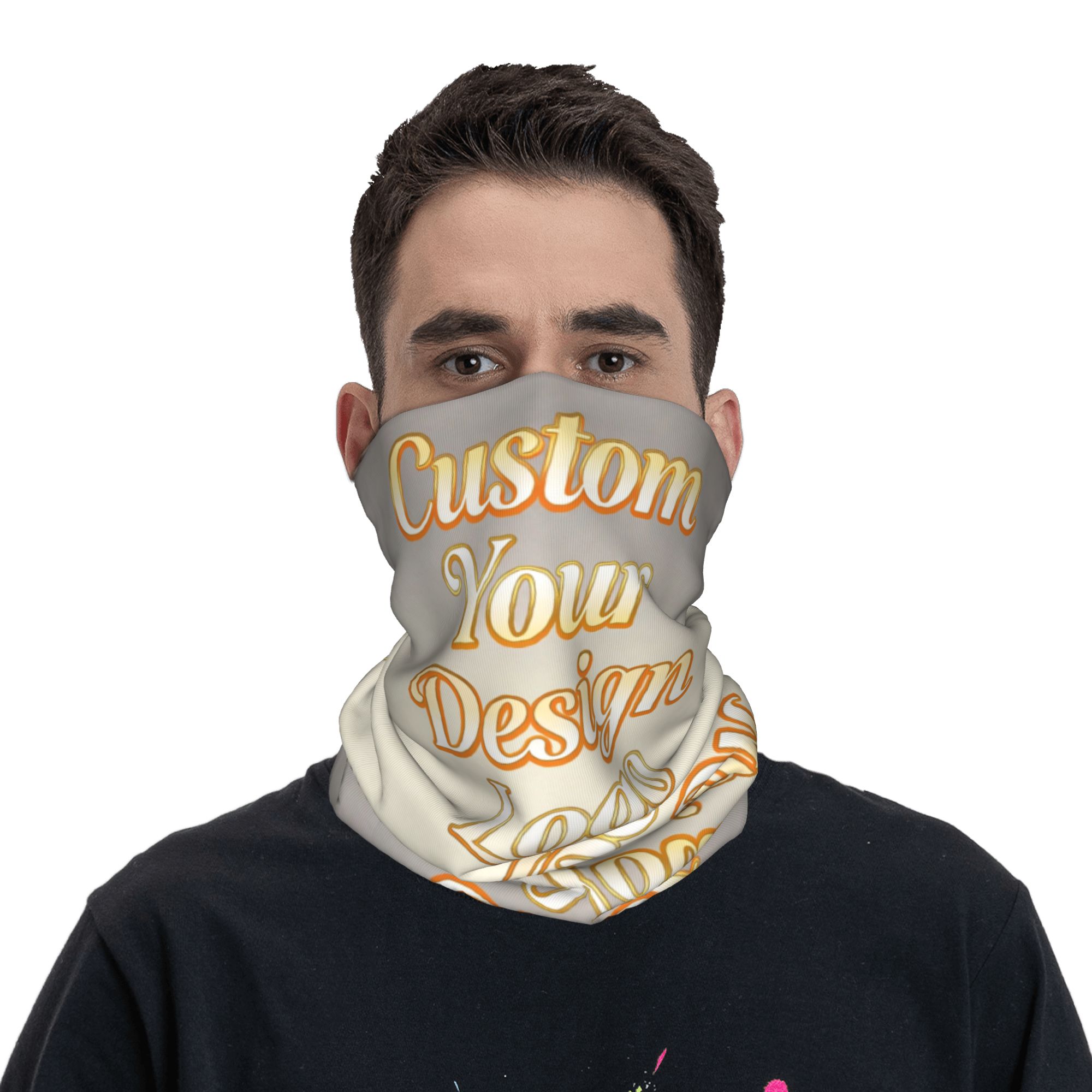 Initial Ring Custom - Aangepaste fotonaam Bandana Neck Gaiter voor